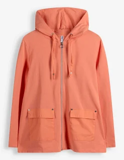 Sweatjacke - Baumwoll-Mix - hellrot