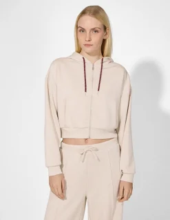 Sweatjacke - Cropped - beige