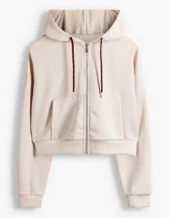 Sweatjacke - Cropped - beige