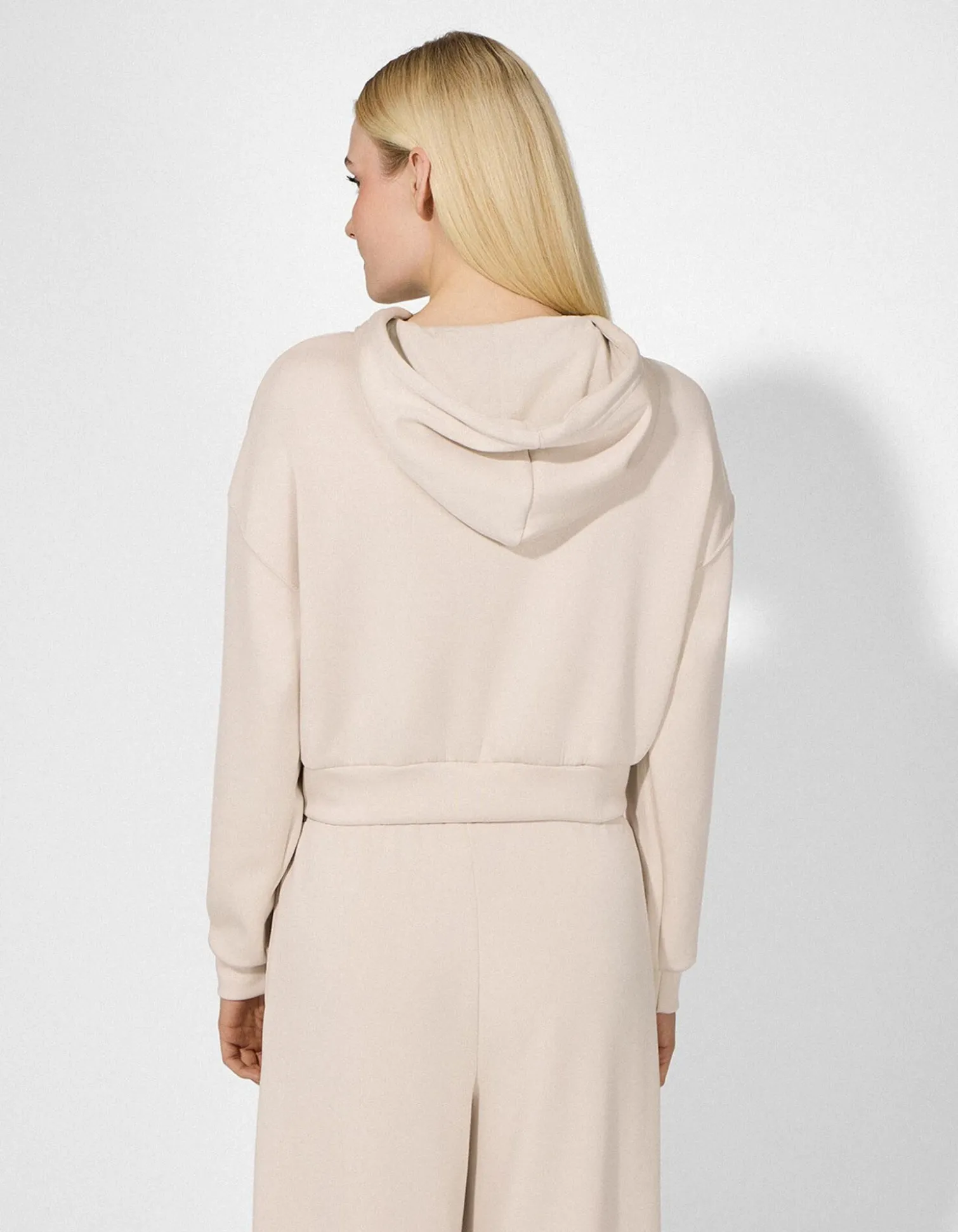 Sweatjacke - Cropped - beige