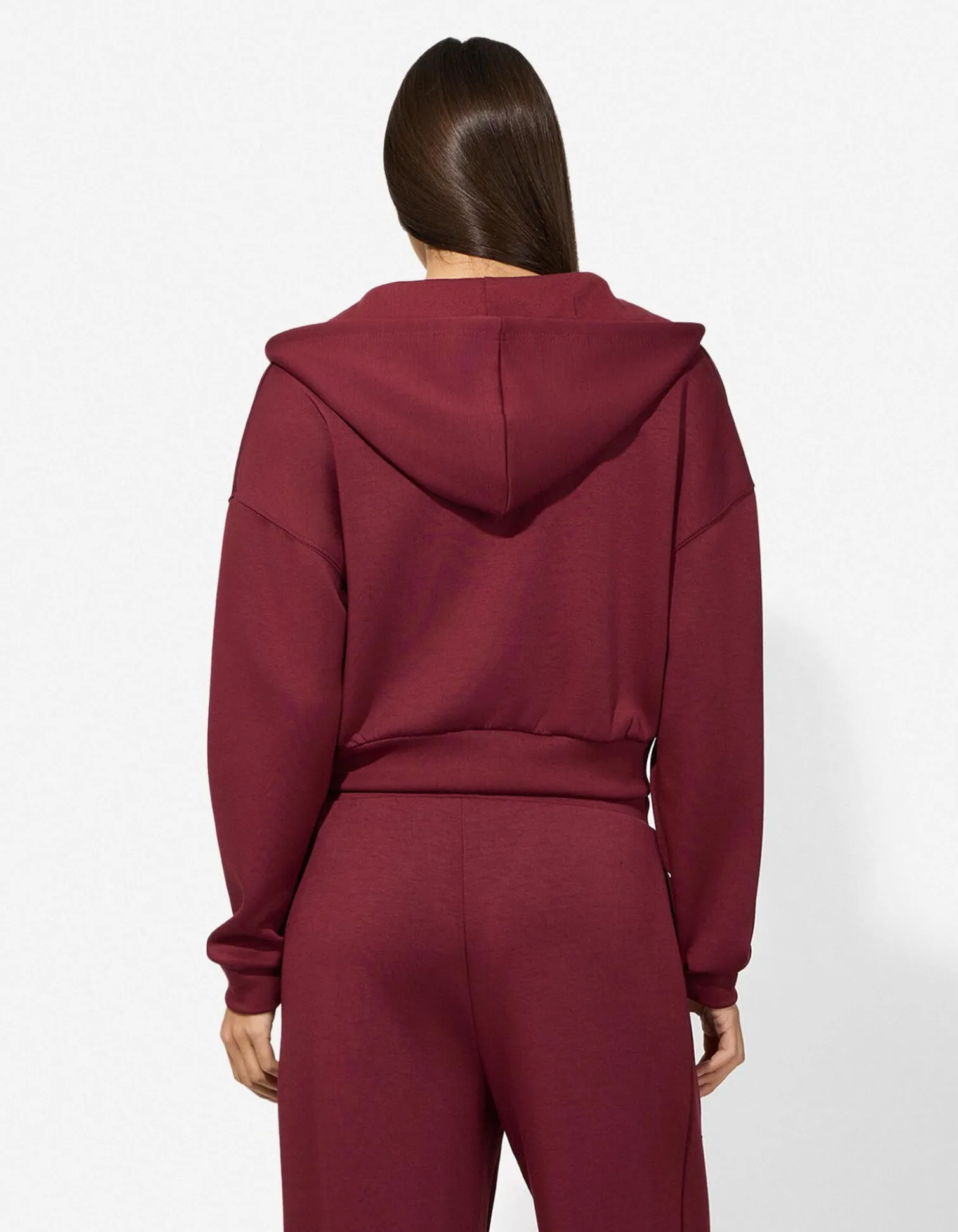 Sweatjacke - Cropped - dunkelrot