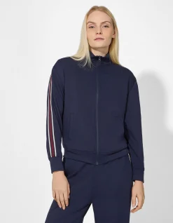 Sweatjacke - Galonstreifen - dunkelblau