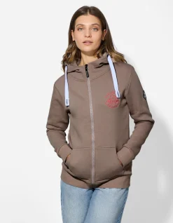 Sweatjacke - Print - beige
