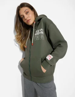 Sweatjacke - Print - grün
