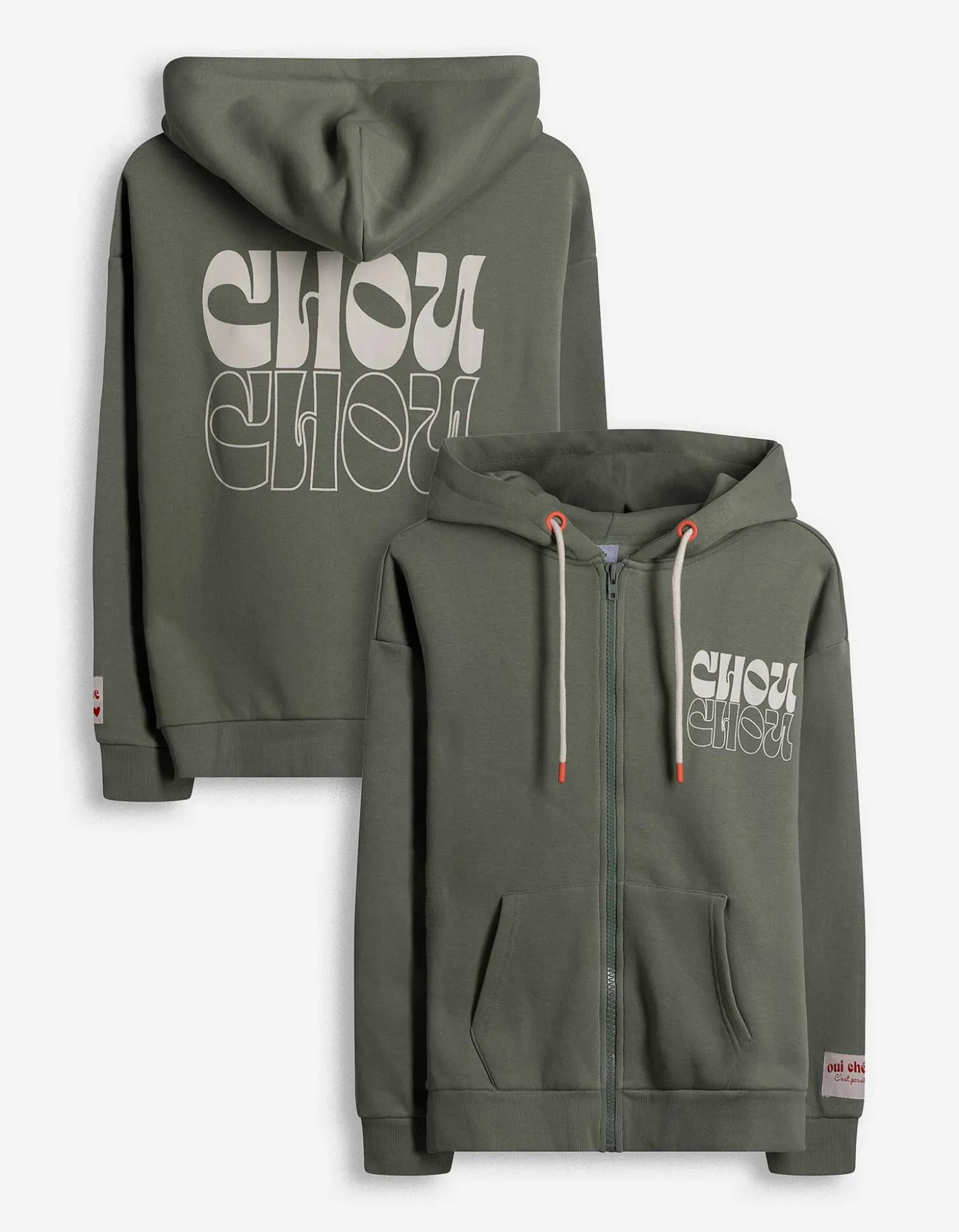 Sweatjacke - Print - grün