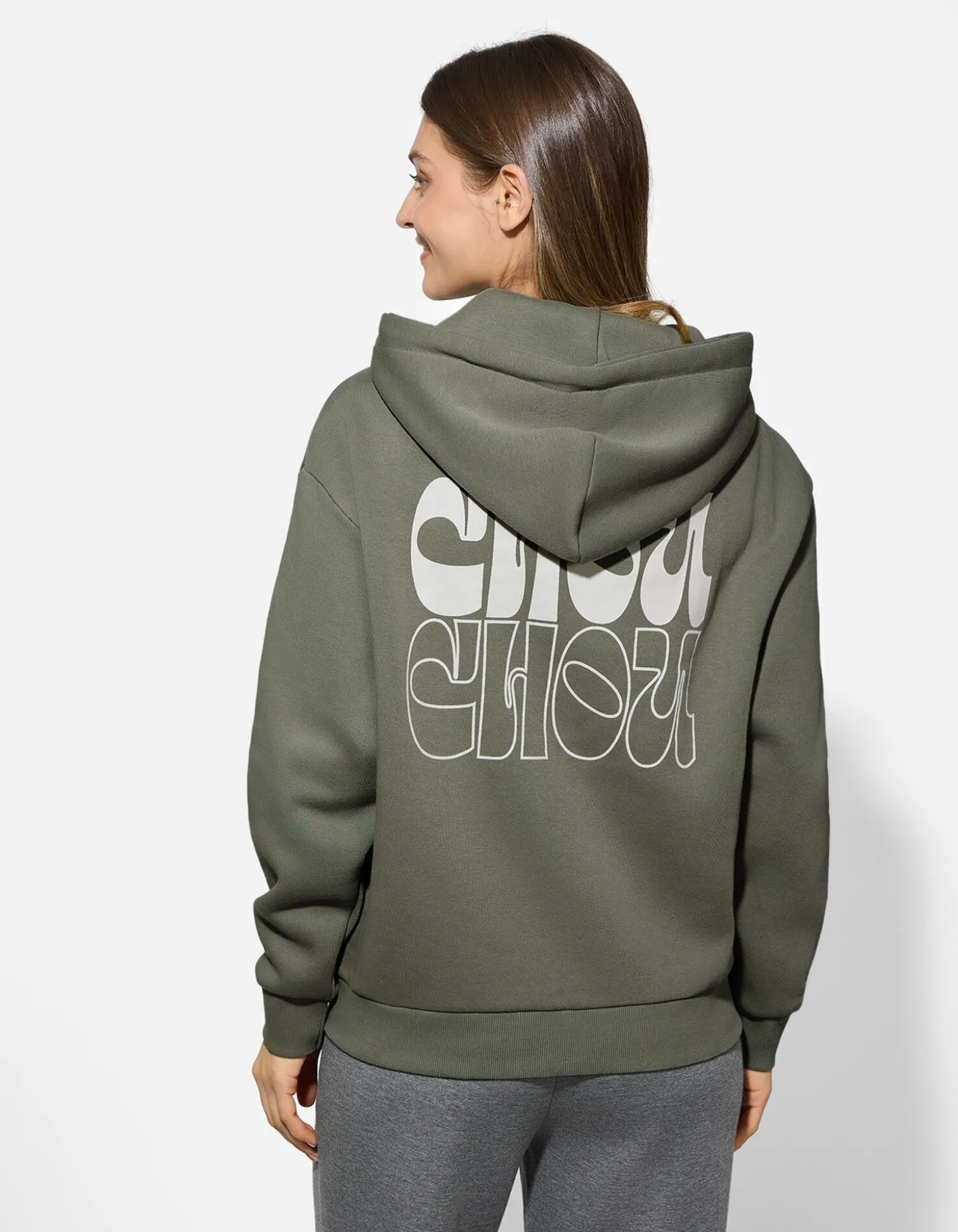Sweatjacke - Print - grün