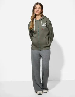 Sweatjacke - Print - grün