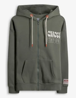 Sweatjacke - Print - grün