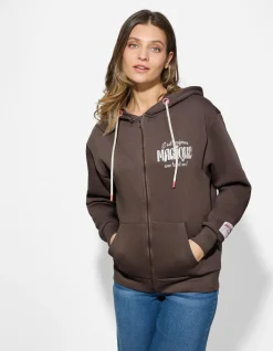 Sweatjacke - Print - hellbraun