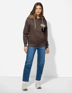 Sweatjacke - Print - hellbraun