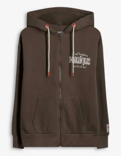 Sweatjacke - Print - hellbraun