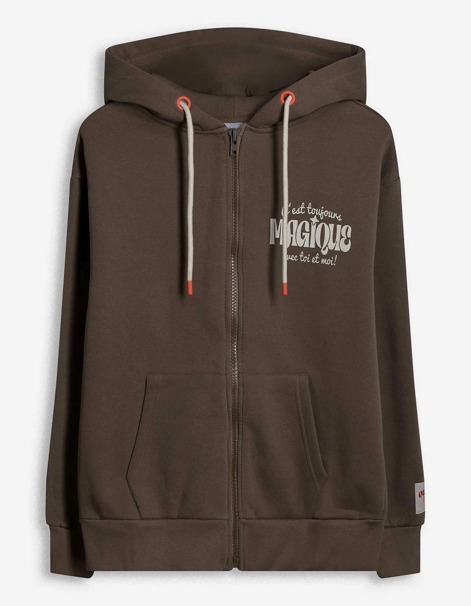 Sweatjacke - Print - hellbraun