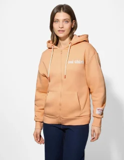 Sweatjacke - Print - orange