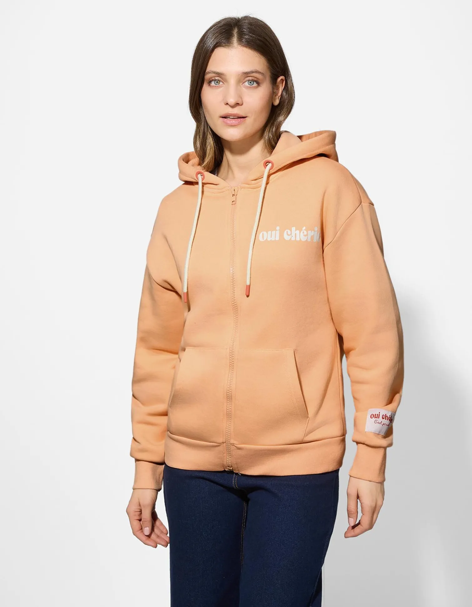 Sweatjacke - Print - orange