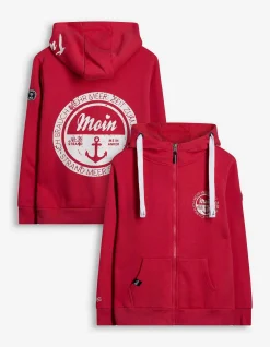 Sweatjacke - Print - rot