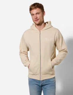 Sweatjacke - Rückenprint - Beige