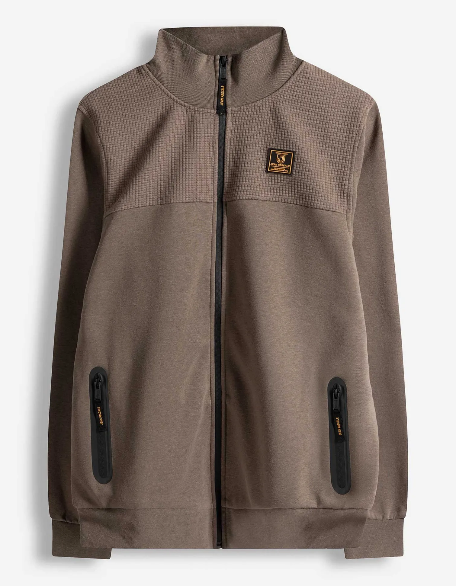 Sweatjacke - Stehkragen - hellbraun