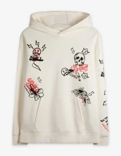 Sweatshirt - Allover-Print - weiß