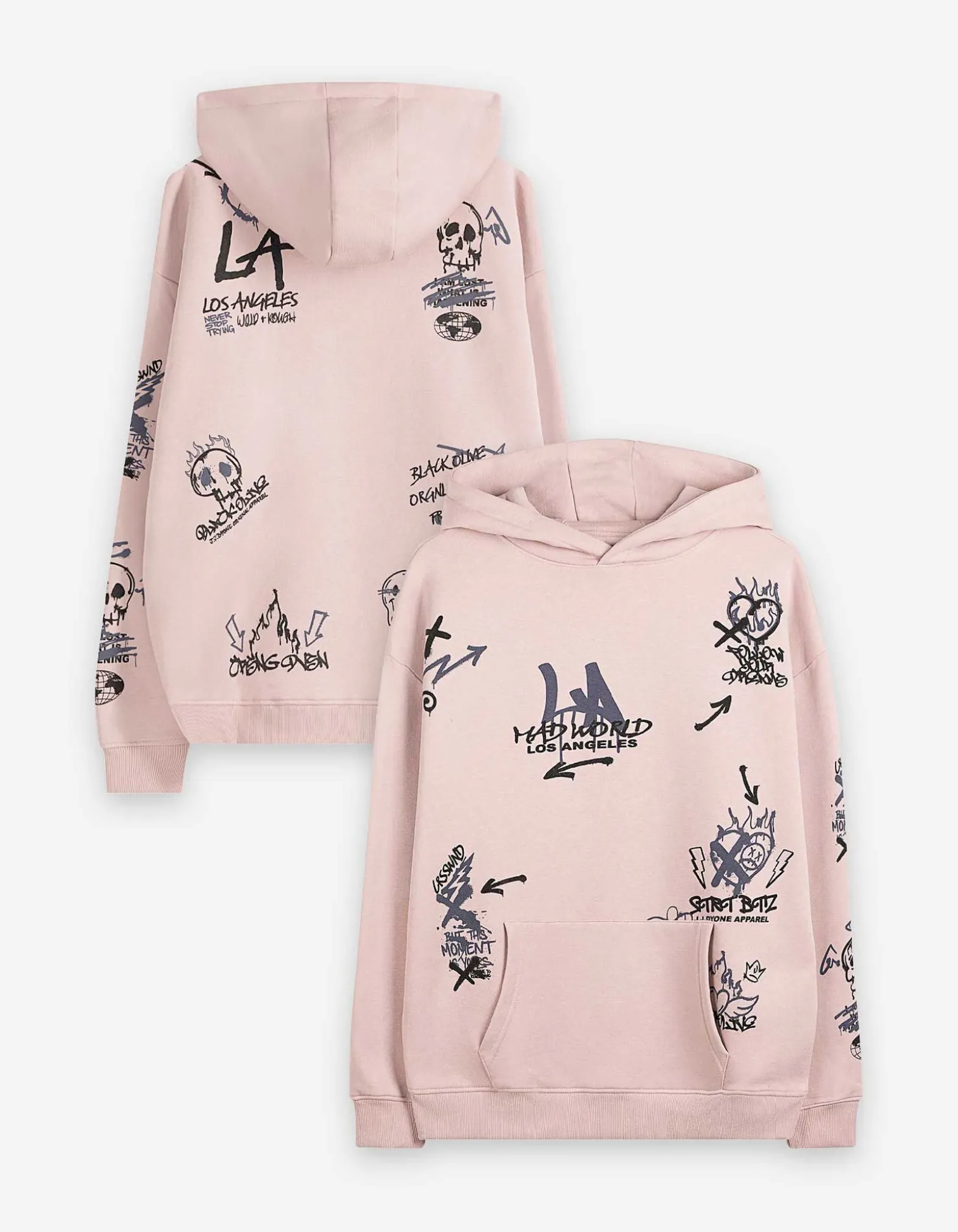 Sweatshirt - Allover-Print - rosa