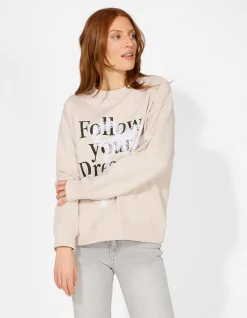 Sweatshirt - Applikation - beige