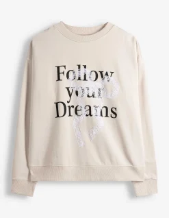 Sweatshirt - Applikation - beige