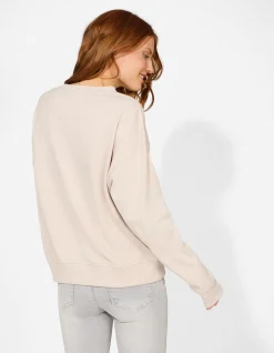 Sweatshirt - Applikation - beige