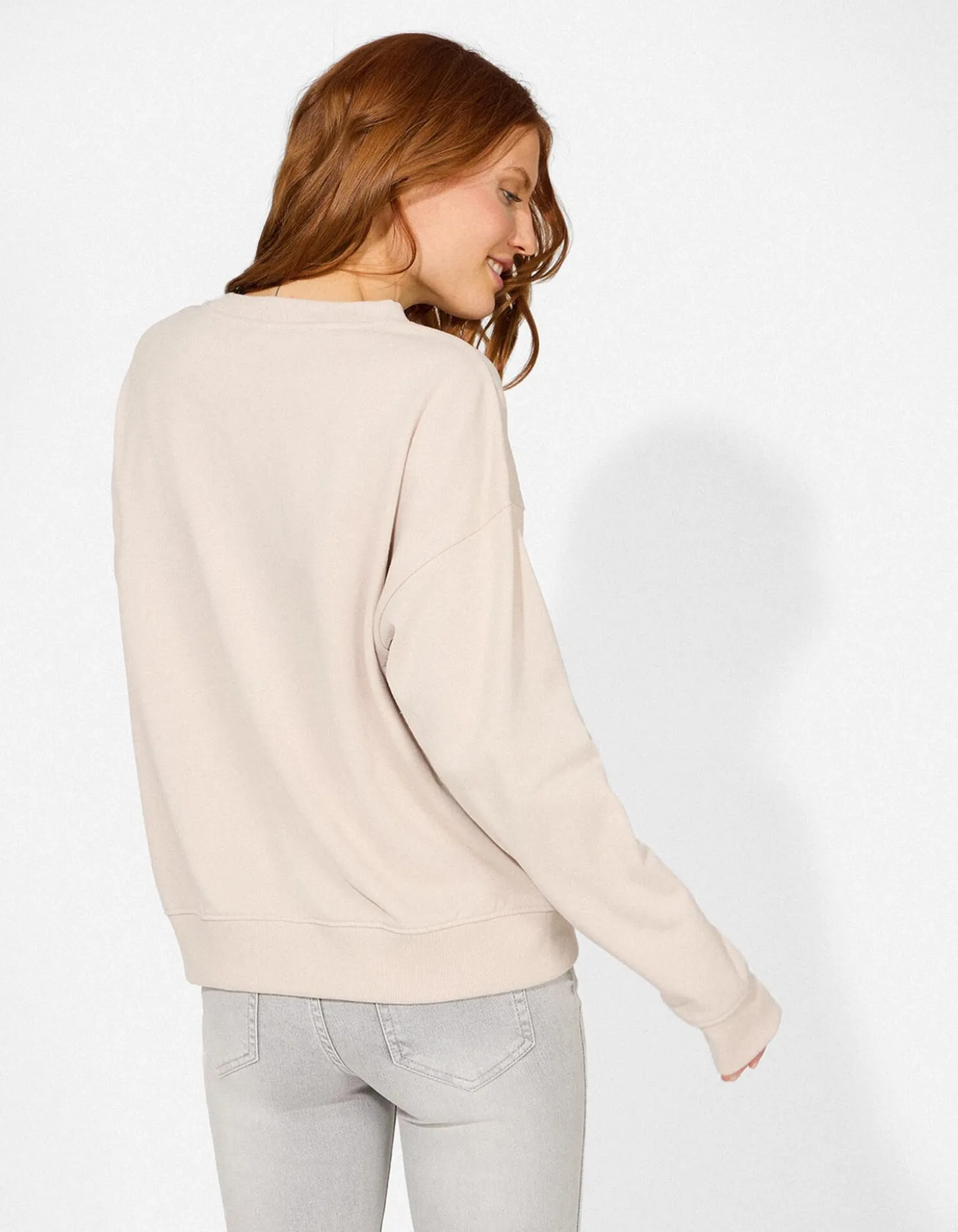 Sweatshirt - Applikation - beige