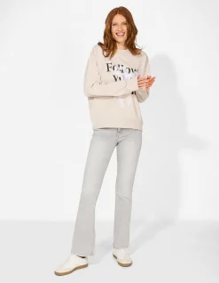 Sweatshirt - Applikation - beige