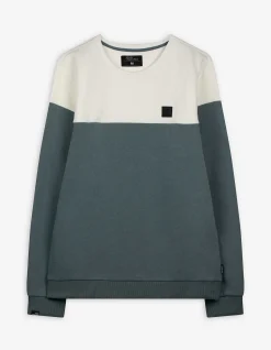 Sweatshirt - Color-Blocking - türkis