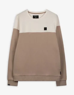 Sweatshirt - Color-Blocking - beige