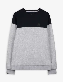 Sweatshirt - Color-Blocking - grau