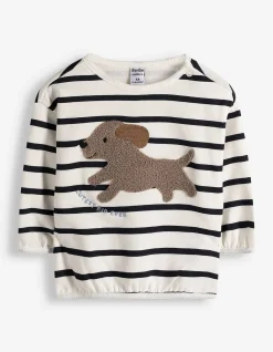 Sweatshirt - Frottee Application - weiß