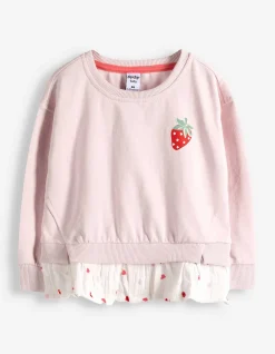 Sweatshirt - Material-Mix - rosa
