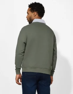 Sweatshirt - Polokragen - dunkelgrün