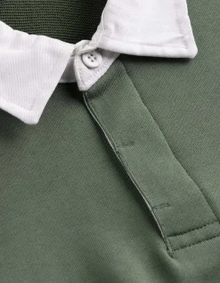 Sweatshirt - Polokragen - dunkelgrün