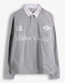 Sweatshirt - Polokragen - grau