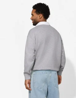 Sweatshirt - Polokragen - grau