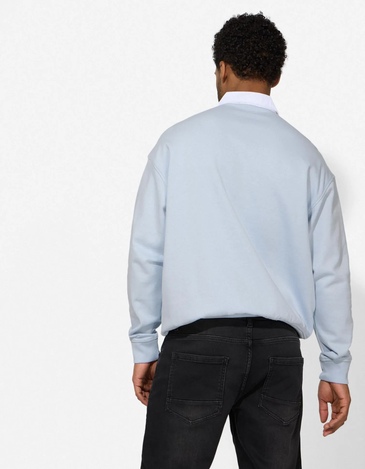 Sweatshirt - Polokragen - hellblau