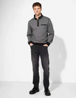 Sweatshirt - Stehkragen - schwarz