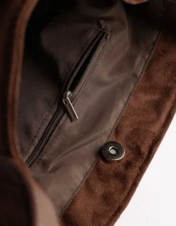 Tasche - Wildlederimitat - dunkelbraun