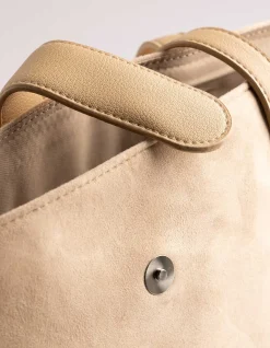 Tasche - Wildlederimitat - beige