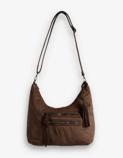 Tasche - Wildlederimitat - dunkelbraun