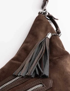 Tasche - Wildlederimitat - dunkelbraun
