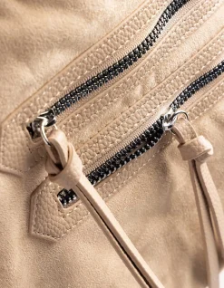 Tasche - Wildlederimitat - beige