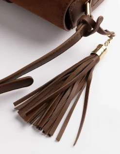 Tasche - Wildlederimitat - dunkelbraun