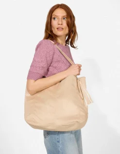 Tasche - Wildlederimitat - beige