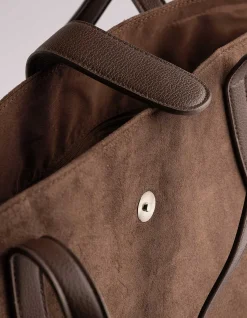 Tasche - Wildlederimitat - dunkelbraun