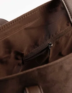 Tasche - Wildlederimitat - dunkelbraun