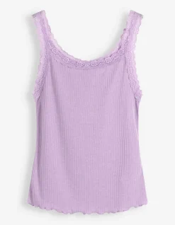 Top - Spitzenbesatz - Pink