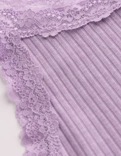 Top - Spitzenbesatz - Pink